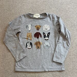 Gucci Gray Long Sleeve Shirt with Dog Graphics